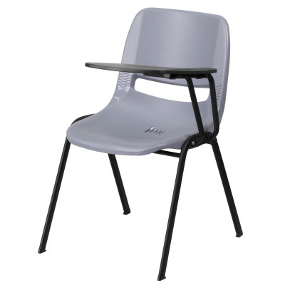 Flash Furniture RUT-EO1-GY-LTAB-GG Gray Flip-Up Left Handed Plastic Tablet Arm Seat and Back Hercules Series Ergonomic Shell Chair