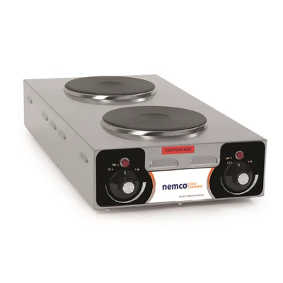 Nemco 6310-3 Solid Cast Iron Alloy Vertical 2 Burner Electric Countertop Hotplate - 120 Volts