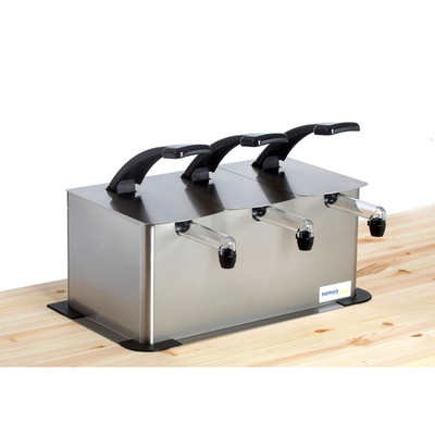 Nemco 10968 Stainless Steel Triple Drop-In Condiment Dispenser for 1.5 Gallon Pounches