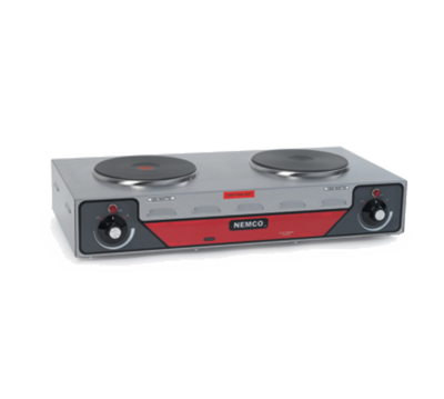 Nemco 6310-2-240 Solid Cast Iron Alloy Horizontal 2 Burner Electric Countertop Hotplate - 240 Volts