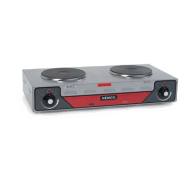 Nemco 6310-2 Solid Cast Iron Alloy Horizontal 2 Burner Electric Countertop Hotplate - 120 Volts