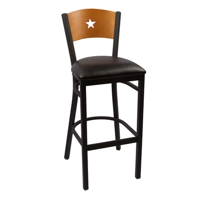 JMC Furniture LIBERTY SERIES BARSTOOL VINYL Black Powder Coat Finish Vinyl Seat Metal Frame with Cut Out Back Liberty Series Barstool