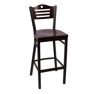 JMC Furniture EAGLE SERIES BARSTOOL WOOD Black Powder Coat Finish Wood Seat Metal Frame Wood Back Indoor Eagle Series Barstool
