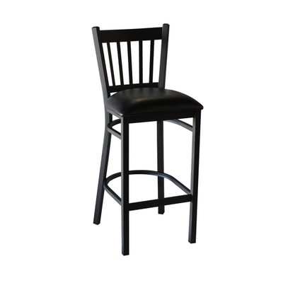 JMC Furniture COBRA BARSTOOL VINYL Black Coat Finish Vinyl Seat Metal Frame Slat Back Cobra Barstool