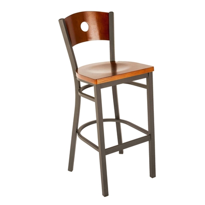 JMC Furniture CIRCLE SERIES BARSTOOL WOOD Black Coat Finish Metal Frame Wood Back with Cutout Circle Series Barstool