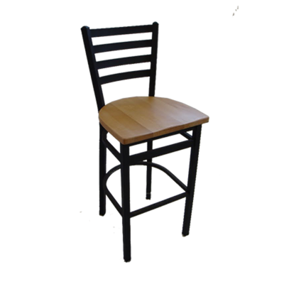 JMC Furniture WHITE HORSE BARSTOOL WOOD Black Powder Coat Finish Wood Seat Metal Frame with Ladder Back White Horse Barstool