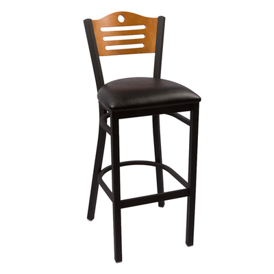JMC Furniture EAGLE SERIES BARSTOOL VINYL Black Powder Coat Finish Vinyl Seat Metal Frame Wood Back Indoor Eagle Series Barstool