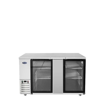 Atosa MBB69GGR 68" W Stainless Steel 2-Section Glass Door Back Bar Cooler - 115 Volts