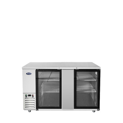 Atosa MBB69GGR 68" W Stainless Steel 2-Section Glass Door Back Bar Cooler - 115 Volts