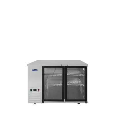 Atosa MBB48GGR 48" W Stainless Steel 2-Section Glass Door Back Bar Cooler - 115 Volts