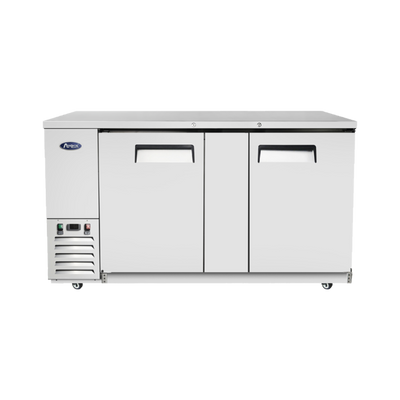 Atosa MBB69GR 68&quot; W Stainless Steel 2-Section Solid Door Back Bar Cooler - 115 Volts
