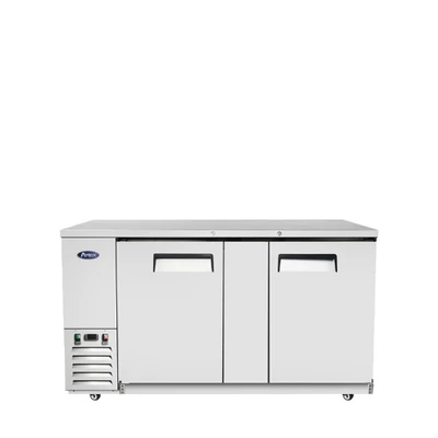 Atosa MBB69GR 68" W Stainless Steel 2-Section Solid Door Back Bar Cooler - 115 Volts