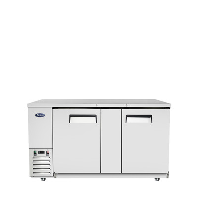 Atosa MBB69GR 68" W Stainless Steel 2-Section Solid Door Back Bar Cooler - 115 Volts