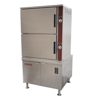 Crown GCX-24-NG 12 Pan Capacity Stainless Steel Floor Model Natural Gas Convection Steamer - 300,000 BTU