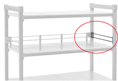 Cambro CBR18E151 17.5" W x 2.25" D x 1.5" H Soft Gray Polypropylene Camshelving Basic Plus End Shelf Rail Kit