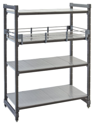 Cambro CBR1830151 38.75&quot; W x 2.5&quot; D x 2.5&quot; H Soft Gray Polypropylene Camshelving Basic Plus Full Shelf Rail Kit