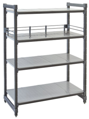 Cambro CBR24303151 24"W x 30"L x 4.25"H Soft Gray Polypropylene Camshelving Basic Plus Three-Quarter Shelf Rail Kit