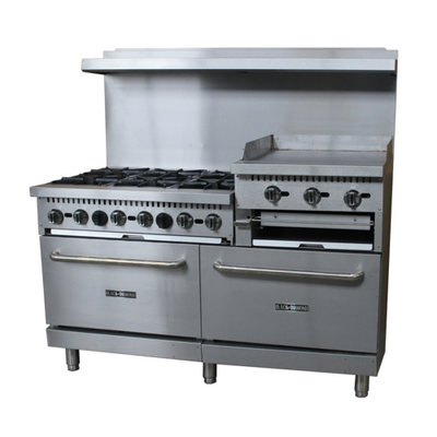 Admiral Craft BDGR-6024GB/NG 60&quot; W Natural Gas Black Diamond Range with Elevated Griddle - 276,000 BTU