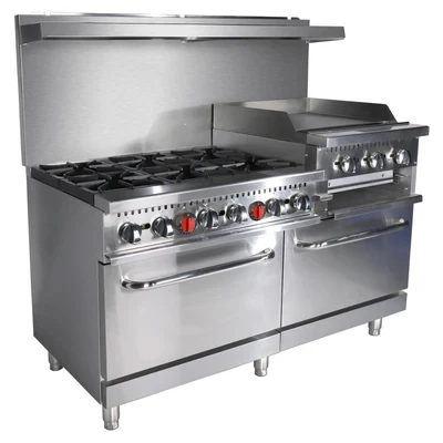 Admiral Craft BDGR-6024GB/NG 60" W Natural Gas Black Diamond Range with Elevated Griddle - 276,000 BTU