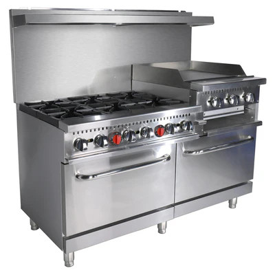 Admiral Craft BDGR-6024GB/NG 60" W Natural Gas Black Diamond Range with Elevated Griddle - 276,000 BTU