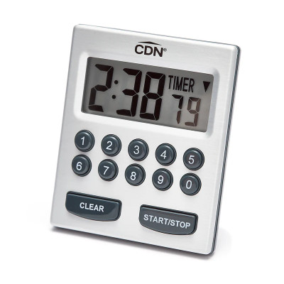 CDN TM30 2-Alarm ABS Plastic Brushed Stainless Steel Finish Alarm Timer