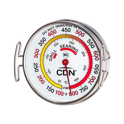 CDN GTS800X 2.25" Diameter Dial Shatterproof Stainless Steel Housing Grill Surface Thermometer
