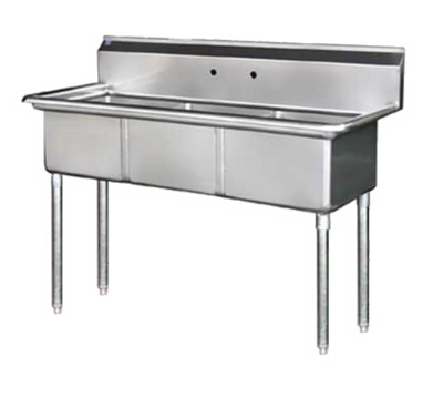 Blue Air BS3-18-12/N 60&quot; W x 24&quot; D x 44.5&quot; H 3 Compartments Stainless Steel Legs Adjustable Feet Sink