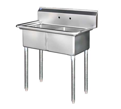 Blue Air BS2-18-12/N 42&quot; W x 24&quot; D x 44.5&quot; H 2 Compartments Stainless Steel Legs Adjustable Feet Sink