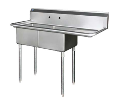 Blue Air BS2-18-12/R 57&quot; W x 24&quot; D x 44.5&quot; H 2 Compartments Stainless Steel Legs Adjustable Feet Sink