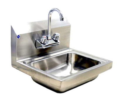 Blue Air BSH-14-SP 17" W x 15" D x 14" H 1 Compartment with Lead Free Faucet Drain Basket Hand Sink with Splash Guard
