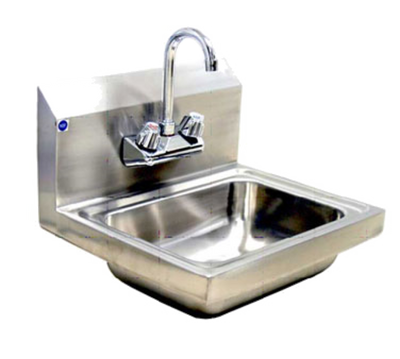 Blue Air BSH-14-SP 17" W x 15" D x 14" H 1 Compartment with Lead Free Faucet Drain Basket Hand Sink with Splash Guard