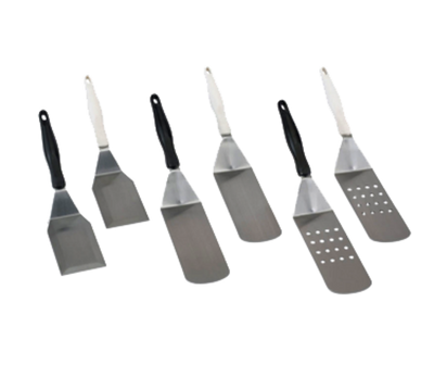 Vollrath 4808720 6"L x 3"W 13 1/2" Solid Beveled Ergonomic High-Temperature Nylon Handle Heavy-Duty Stainless Steel Turner with Ergo Grip Black Handle