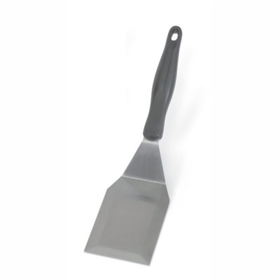 Vollrath 4808720 6"L x 3"W 13 1/2" Solid Beveled Ergonomic High-Temperature Nylon Handle Heavy-Duty Stainless Steel Turner with Ergo Grip Black Handle