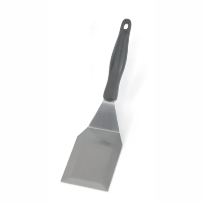 Vollrath 4808720 6"L x 3"W 13 1/2" Solid Beveled Ergonomic High-Temperature Nylon Handle Heavy-Duty Stainless Steel Turner with Ergo Grip Black Handle