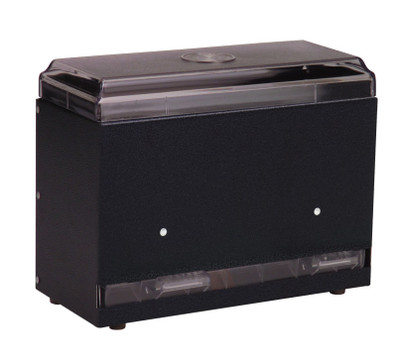 Vollrath 3835-06 250 Capacity Black Bulk Single-Sided Metal Housing with Plastic Lid & Dispensing Bars Straw Boss Dispenser