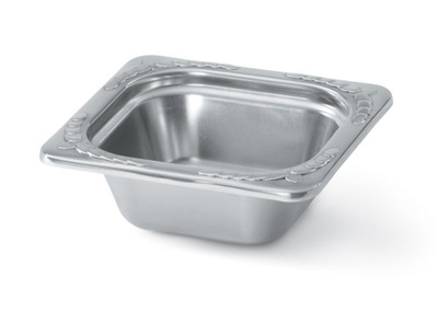 Vollrath 8262220 .86 Qt. 1/6 Size High-Polished Stainless Steel Embossed Pattern on Rim Miramar Decorative Pan
