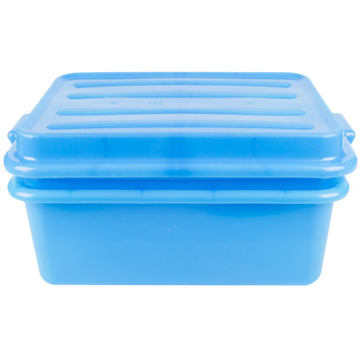 Vollrath 1535-C04 5" Drain 7" Box & Snap-on Lid Blue Polypropylene Traex Color-Mate Food Storage Box Combo