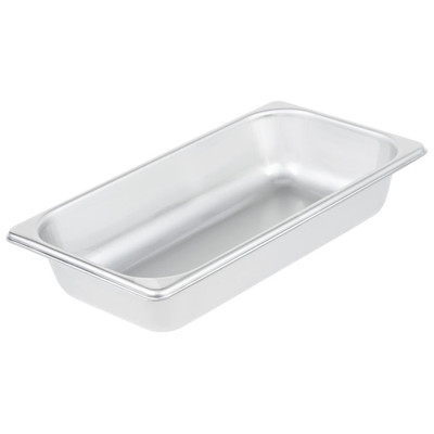 Vollrath S12062 2 1/4 Quart 1/3 Size 20 Gauge Stainless Steel Anti-Jam Corner Shoulder Steam Table Pan