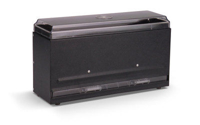 Vollrath 3821-06 12-1/2" L x 5-1/2" W x 7" H Black Bulk Single-Sided Metal Housing with Plastic Lid & Dispensing Bars Straw Boss Dispenser