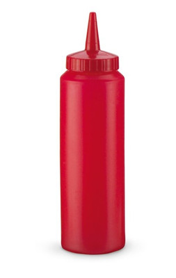 Vollrath 2808-02 8 Oz. Red Bottle with Red Cap Polyethylene Standard Squeeze Bottle Dispenser