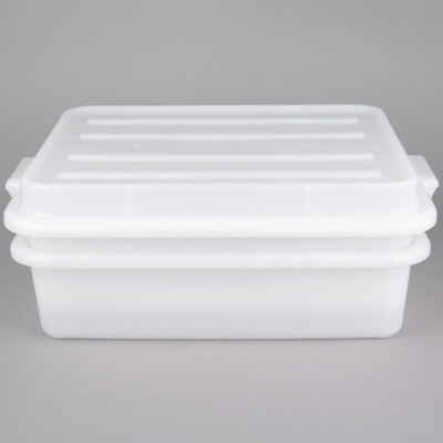 Vollrath 1551-C05 5" Drain 5" Box & Snap-on Lid White Polypropylene Traex Color-Mate Food Storage Box Combo