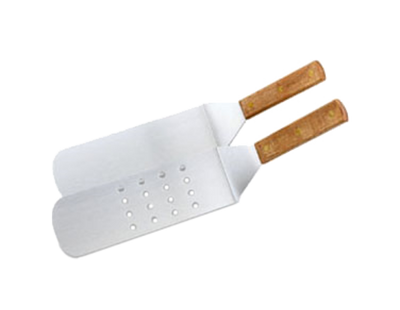 Vollrath 48082 14" Overall Length Chrome Stainless with Wood Handle Flexible Perforated Imported Hamburger Turner
