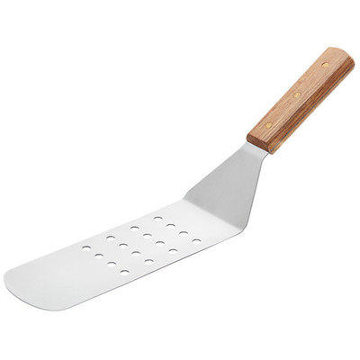 Vollrath 48082 14" Overall Length Chrome Stainless with Wood Handle Flexible Perforated Imported Hamburger Turner