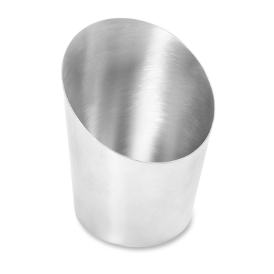 Vollrath 59756 9.5 Oz. Stainless Steel Large Angled Satin Texture Mini French Fry Cup