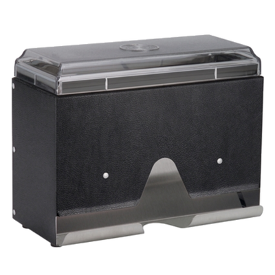 Vollrath 3815-06 200 Capacity Black Wrapped Single-Sided Metal Housing with Plastic Lid & Dispensing Bars Straw Boss Dispenser