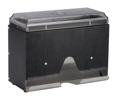 Vollrath 3815-06 200 Capacity Black Wrapped Single-Sided Metal Housing with Plastic Lid & Dispensing Bars Straw Boss Dispenser