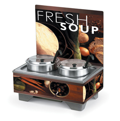Vollrath 720202102 18 1/2"W x 26 1/4"D x 13 3/4"H Stainless Ladles Cayenne 72020 Full Size Rethermalizing Model 1220 Soup Merchandiser Base Tuscan Graphics - 120v 1000 Watts