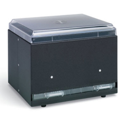 Vollrath 3802-06 500 Capacity Black Bulk Double-Sided Metal Housing with Plastic Lid & Dispensing Bars Straw Boss Dispenser