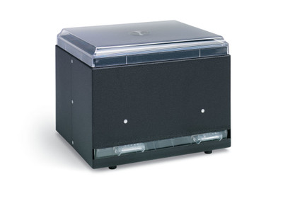 Vollrath 3802-06 500 Capacity Black Bulk Double-Sided Metal Housing with Plastic Lid & Dispensing Bars Straw Boss Dispenser
