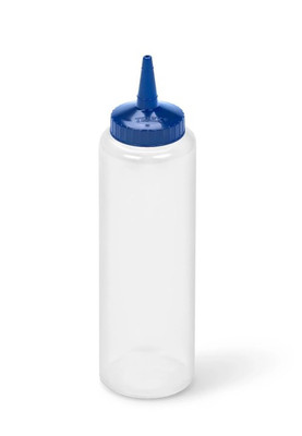Vollrath 2812-1344 12 Oz. Clear Bottle with Blue Cap Polyethylene Standard Traex Color-Mate Squeeze Bottle Dispenser